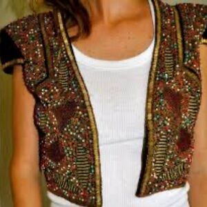 ZARA Beaded Bolero Vest with Intricate Patterns